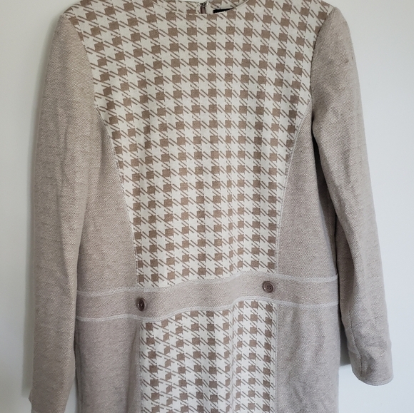 Worth New York Sweater Dress Tan Wool Blend Lagen Size 12 Cream Tan Maxi - Picture 11 of 11